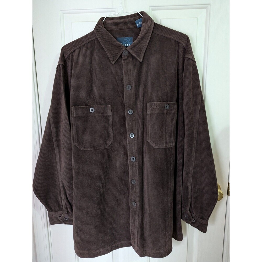 Hobie Corduroy Button Up Shirt Jacket L/S Mens XXL Brown Beach Surf Outdoors